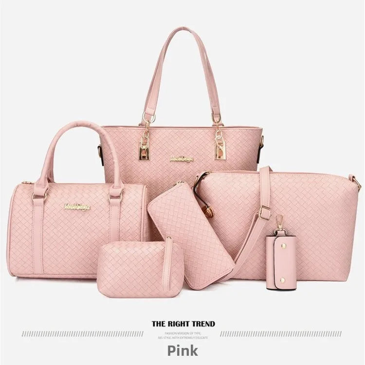 Fashionable Urban Simple Large Capacity Mother-Daughter Shoulder Bag Women's Handbag Set Six Pieces Crossbody Handbag
