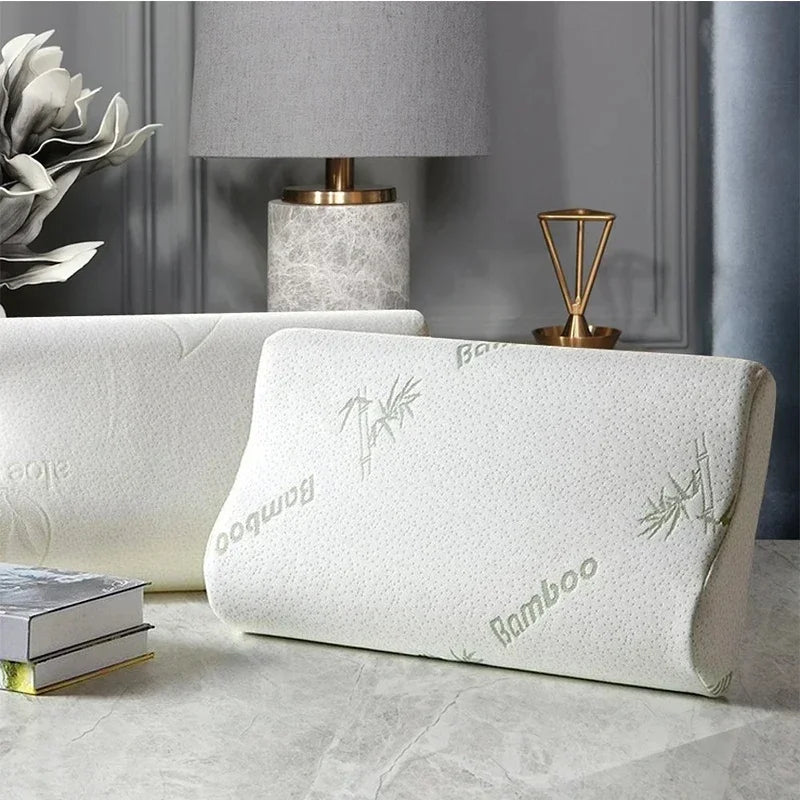 Slow rebound neck protection memory pillow, space cotton neck protection pillow, wave pillow core, bamboo fiber cervical pillow