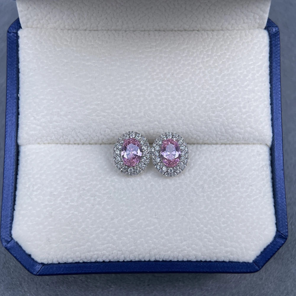 Wong Rain Solid 925 Sterling Silver Oval Cut 5*7MM Lab Sapphire Citrine Aquamarine Gem Ear Studs Earrings Fine Jewelry Wholesale