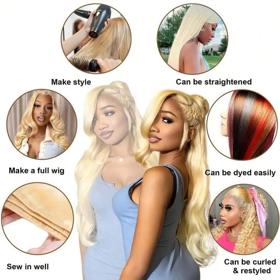 Smilegirl 12A Raw Virgin Human Hair 613 Blonde Bundles Body Wave Premium Double Weft Hair Extensions 10-30 Inch 1 3 4 Bundles for Women