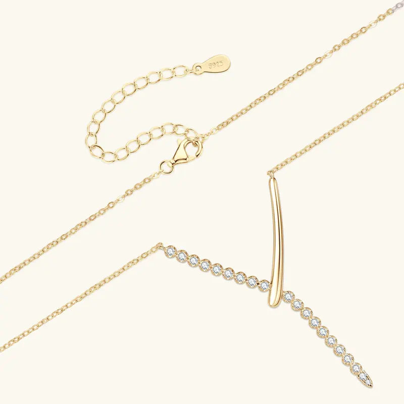 RAPRGOLD Full Round Moissanite Y-shaped Pendant Necklace for Women S925 Sterling Silver Chain Fine Jewelry Gift with Certificate