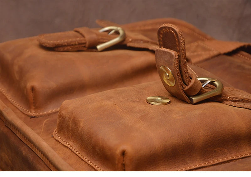 GURO Vintage Wild Handbag Male Genuine Leather Business Briefcase Original Cowhide Shoulder Messenger Bag A4 File 14″ Laptop Bag