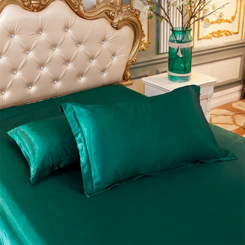 Luxury Silky Smooth Satin Pillowcase Solid Color Envelope Pillow Case Bedding Bedroom Sleep Pillowcover 48x74