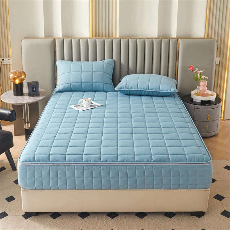 Six Sides All Inclusive Mattress Cover with Zipper Thicken Fitted Sheet Quilted Mattress Protector Pad Couple Customized Size