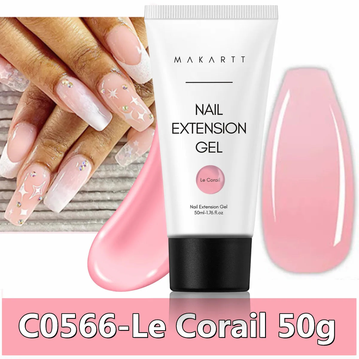 Makartt HEMA-Free Poly Nail Extension Gel 50ml, Hybrid Acrygel Builder Multi-Color, Long-Lasting French Manicure DIY Nail Art