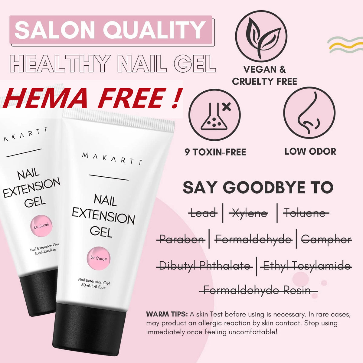 Makartt HEMA-Free Poly Nail Extension Gel 50ml, Hybrid Acrygel Builder Multi-Color, Long-Lasting French Manicure DIY Nail Art