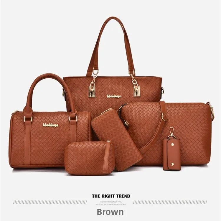 Fashionable Urban Simple Large Capacity Mother-Daughter Shoulder Bag Women's Handbag Set Six Pieces Crossbody Handbag