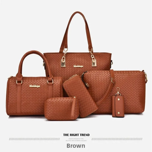 Fashionable Urban Simple Large Capacity Mother-Daughter Shoulder Bag Women's Handbag Set Six Pieces Crossbody Handbag