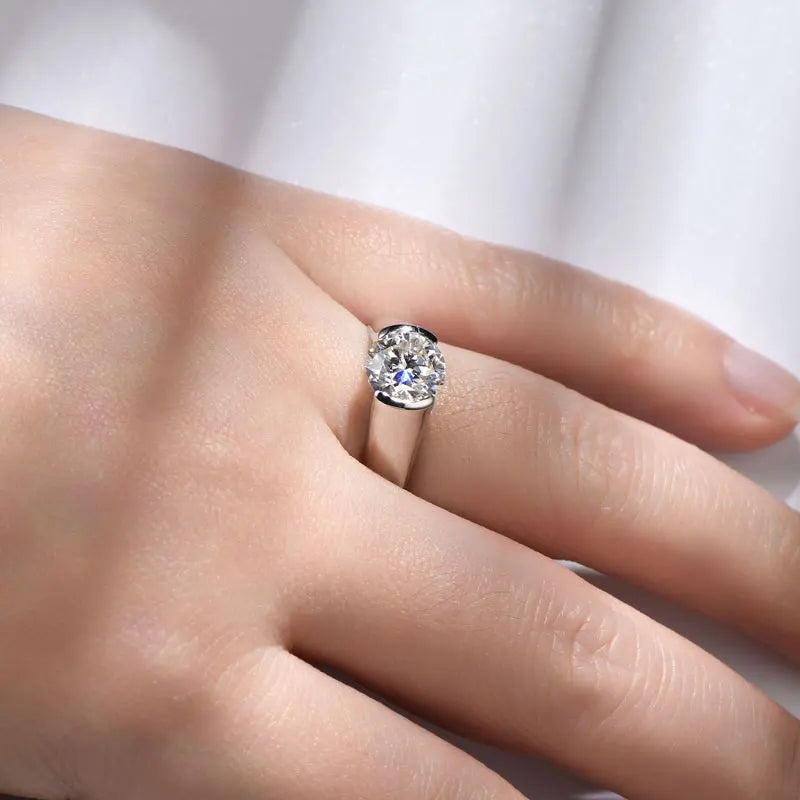 Ehhai GRA Certified 2CT Solitaire Moissanite Lab Diamond Engagement Rings for Women Men 925 Sterling Silver Wedding Jewelry Gift