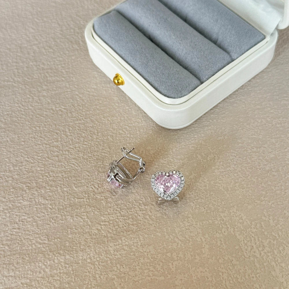 Wong Rain 925 Sterling Silver Heart Cut 8*10MM Lab Sapphire High Carbon Diamond Gems Pendant/Necklace/Earrings/Rings Jewelry Set