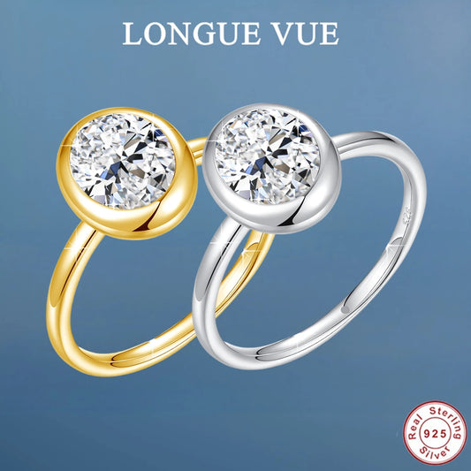 2CT Oval Cut Moissanite Ring Bezel Setting 925 Sterling Silver Solitaire Rings for Women Engagement Wedding Anniversary Jewelry