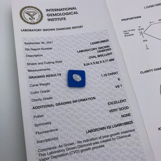 Diamanti Lab Grown Taglio Ovale con Certificato IGI