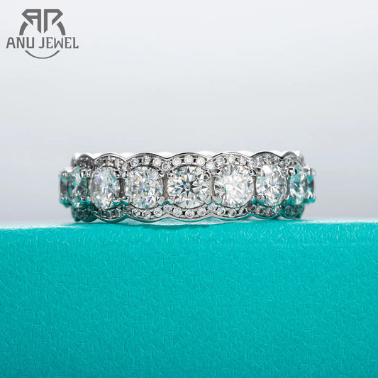 AnuJewel 4mm 5.5cttw D Color Moissanite Wedding Band Ring 925 Sterling Silver Eternity Band  Rings For Women Jewelry Wholesale