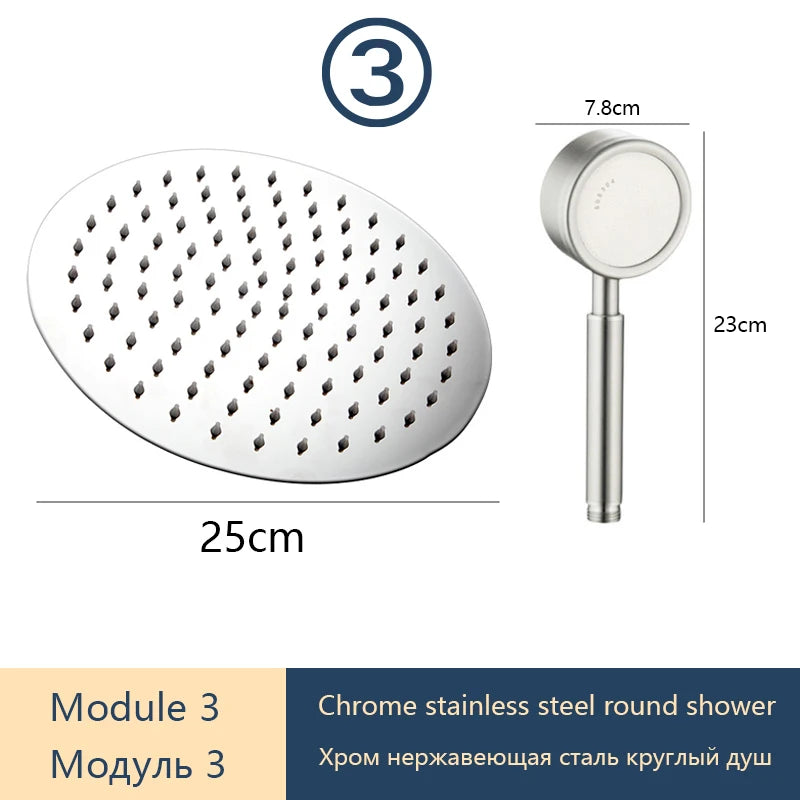 DIY Shower Set Bathroom Shower System Wall Mounted Bathtub Shower Faucet Gray Black Golden White Digital LED Temperature Shower