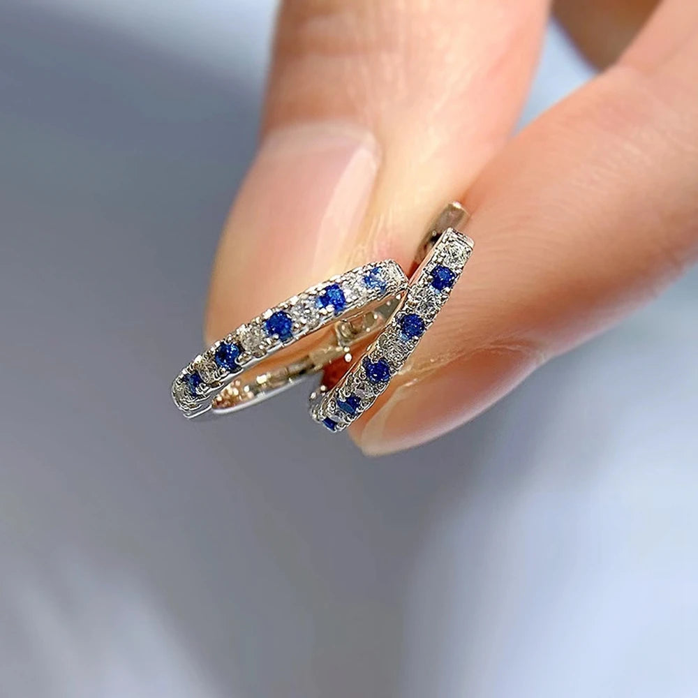 Wong Rain 925 Sterling Silver Sapphire Emerald Ruby High Carbon Diamond Gemstone Hoop Earrings Wedding Fine Jewelry Wholesale