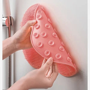 Silicone Rub Back Brush Bathroom Non-slip Wash Foot Pad Massage Shower Mat with Sucker Bath Massage Foot Exfoliating Brush Pad