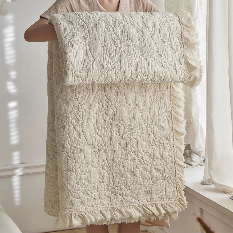 Washed Pure Cotton Versatile Quilted Bedspread Summer Quilt Blanket Bed Cover Mattress Topper Coverlet Bed Sheet With Pillowcase