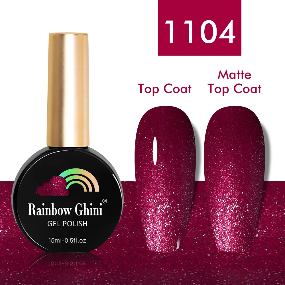 Rainbow Ghini 15ml Glitter Dark Red Gel Nail Polish Semi-Permanent Varnish UV Pale Red Nail Gel Art Supplies for Professionals