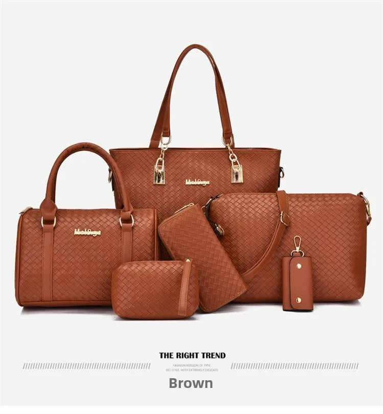 Fashionable Urban Simple Large Capacity Mother-Daughter Shoulder Bag Women's Handbag Set Six Pieces Crossbody Handbag