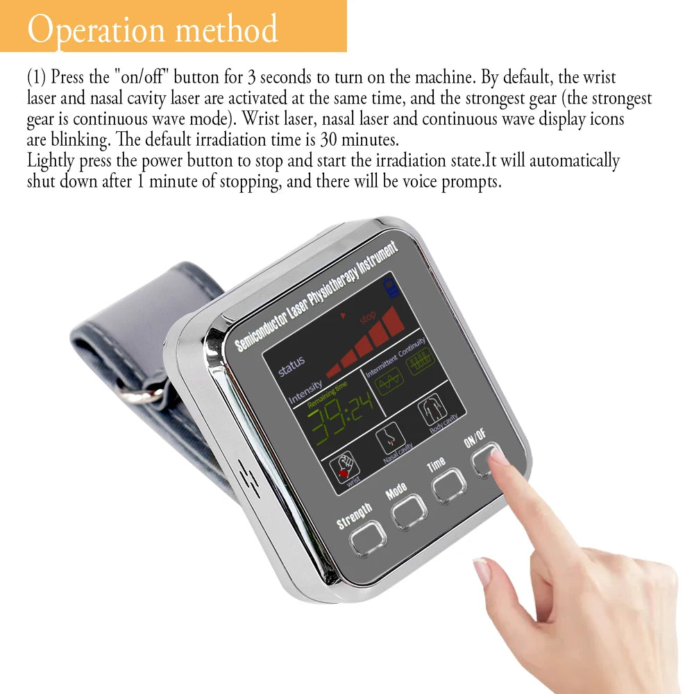 12-Hole Hypertension Laser Therapy Watch Semiconductor Blood Irradiation Treatment Instrument 650nm Acupuncture Points Watch