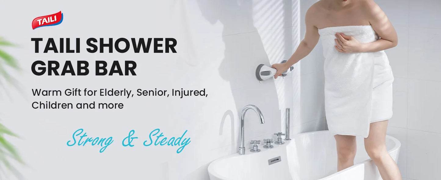 TAILI 1/2pcs Shower Grab Bars for Seniors Suction Cup 12 inch Grab Bars for Shower and Bathroom, Safety Handle for Children