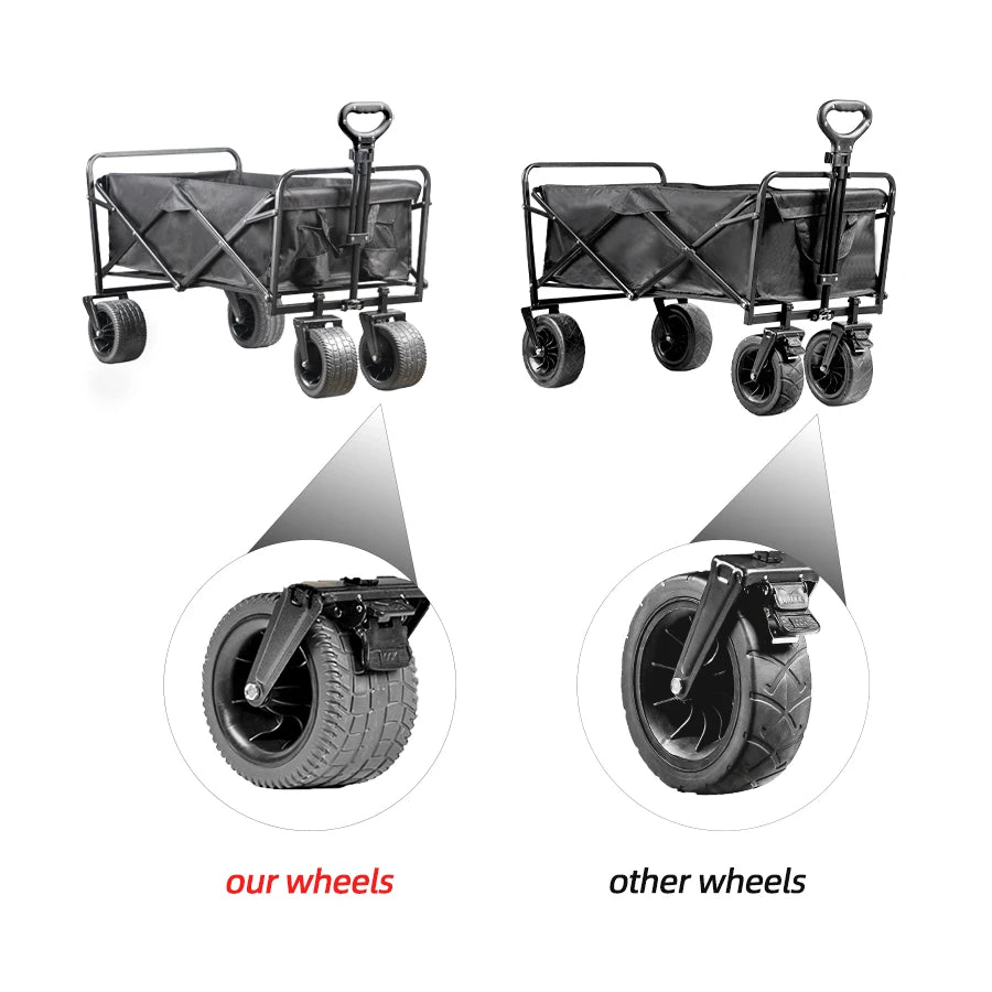 Big Tank Wheels Beach Wagon for Sand 500lbs Large Capacity Foldable Cart Garden Outdoor Picnic Collapse Shopping Trolleys Cart
