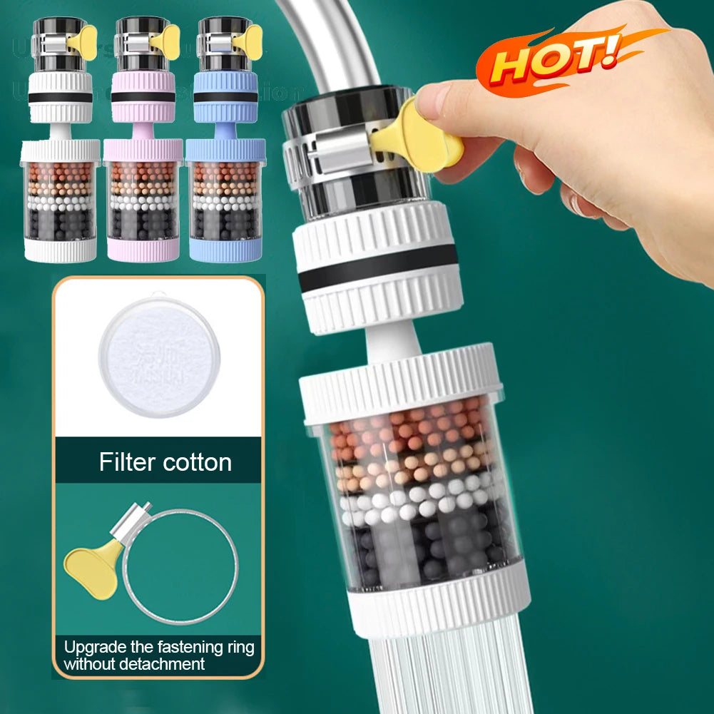 6 Layers Tap Purifier Universal 360 Degree Rotation Water Saving Bubbler Splash Nozzle Mixer Bubbler for Home Kitchen Bathroom