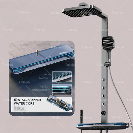 Digital Display Piano Key Waist Spray Shower Set Grey Shower System Set Bathroom Bath Booster Sprayer