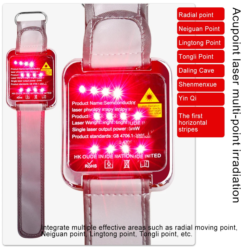 12-Hole Hypertension Laser Therapy Watch Semiconductor Blood Irradiation Treatment Instrument 650nm Acupuncture Points Watch