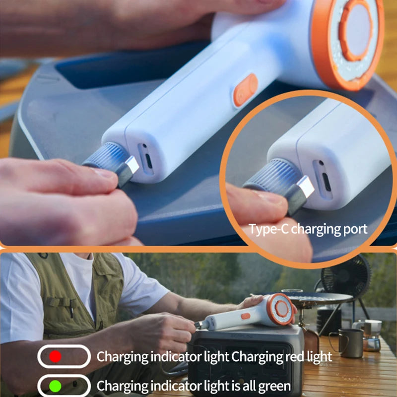New Portable Outdoor Electric Shower with 2500mAh USB Charging Waterproof Mobile Showerhead for Camping Car Washing and Lighting
