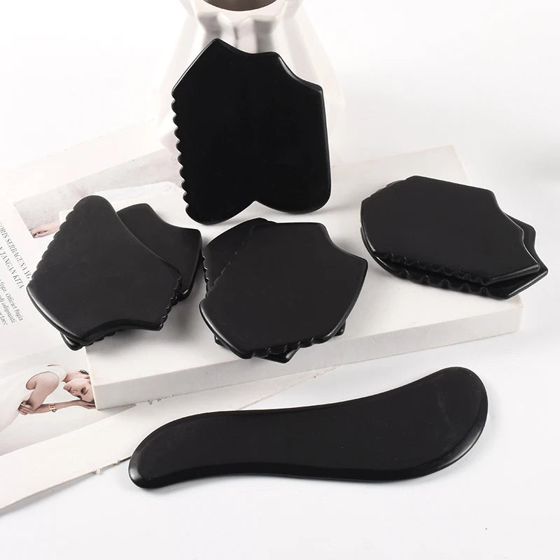 SPA Acupuncture Scraping Body Foot Back Face Neck Massager Beauty Guasha Board Black Bian Stone Gua Sha Massage Tools