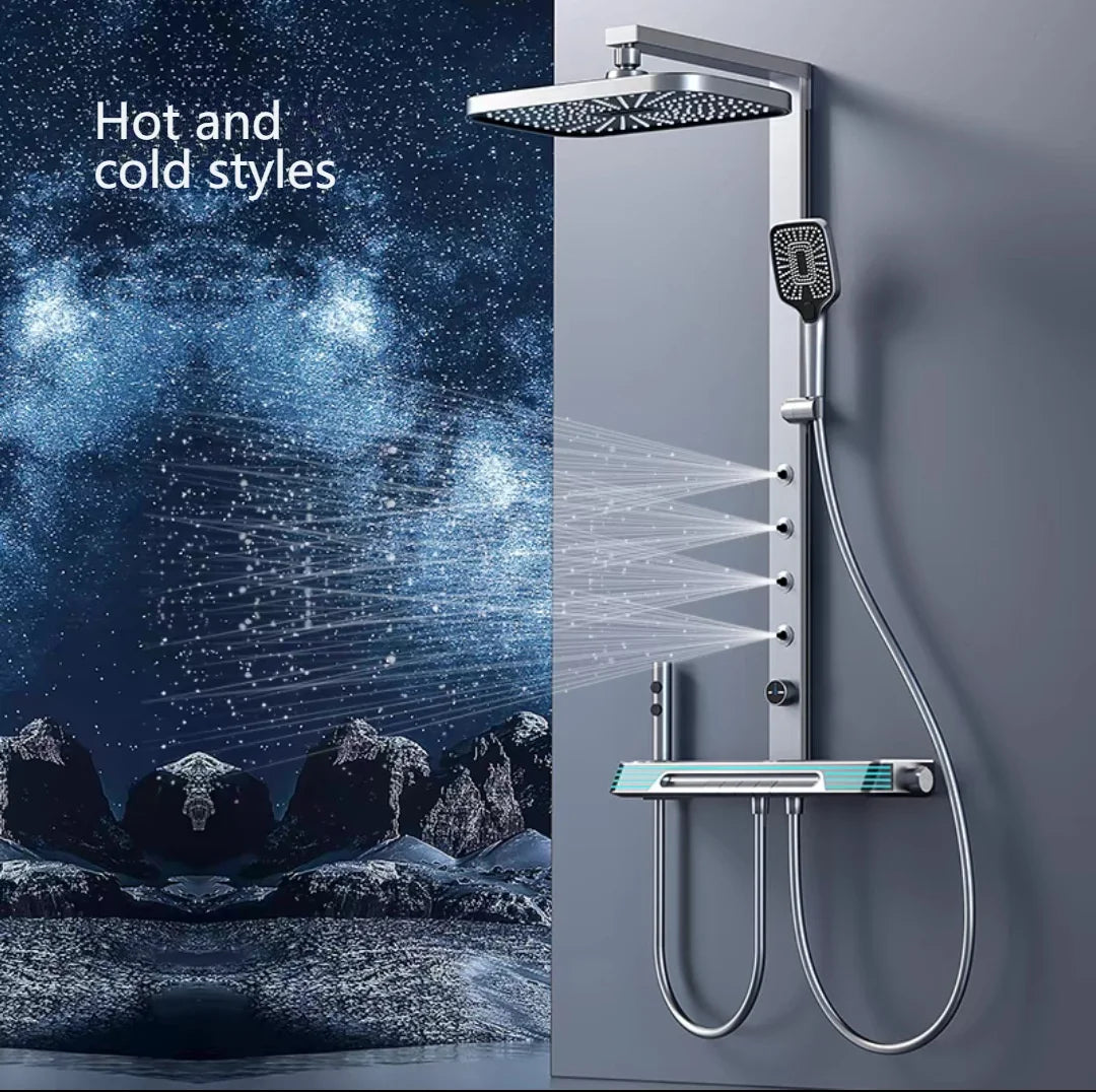 Digital Display Piano Key Waist Spray Shower Set Grey Shower System Set Bathroom Bath Booster Sprayer