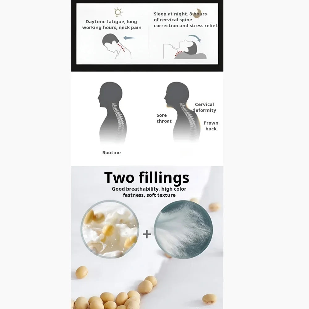 Cervical Pillow To Protect The Vertebrae And Improve Sleep, Massage Spine, Non-Traction Hot Compress Cylindrical Cervical Pillow