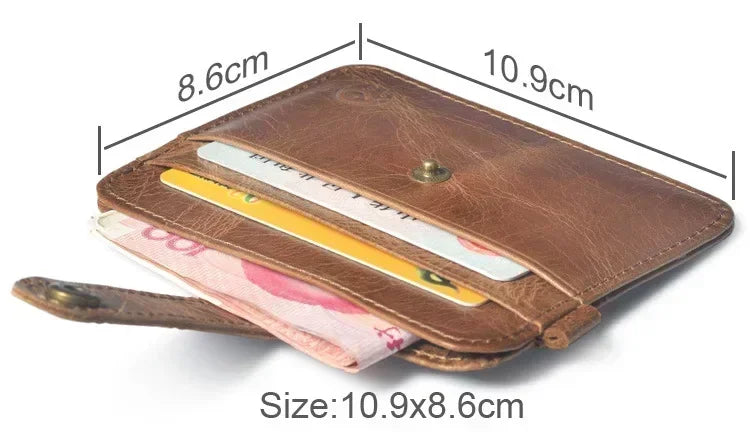 100% Cowhide Leather Credit Card Holder Women Men Mini Slim  Small Coin Purse Bank ID Card Case Package Pouch Card Holder