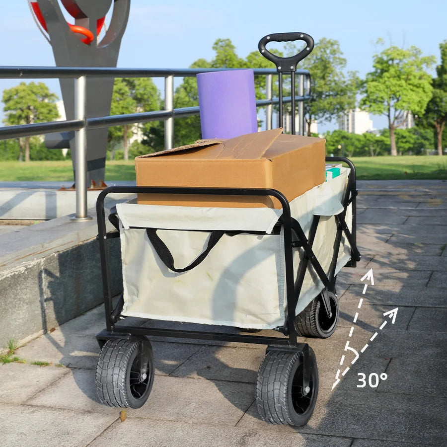 Big Tank Wheels Beach Wagon for Sand 500lbs Large Capacity Foldable Cart Garden Outdoor Picnic Collapse Shopping Trolleys Cart