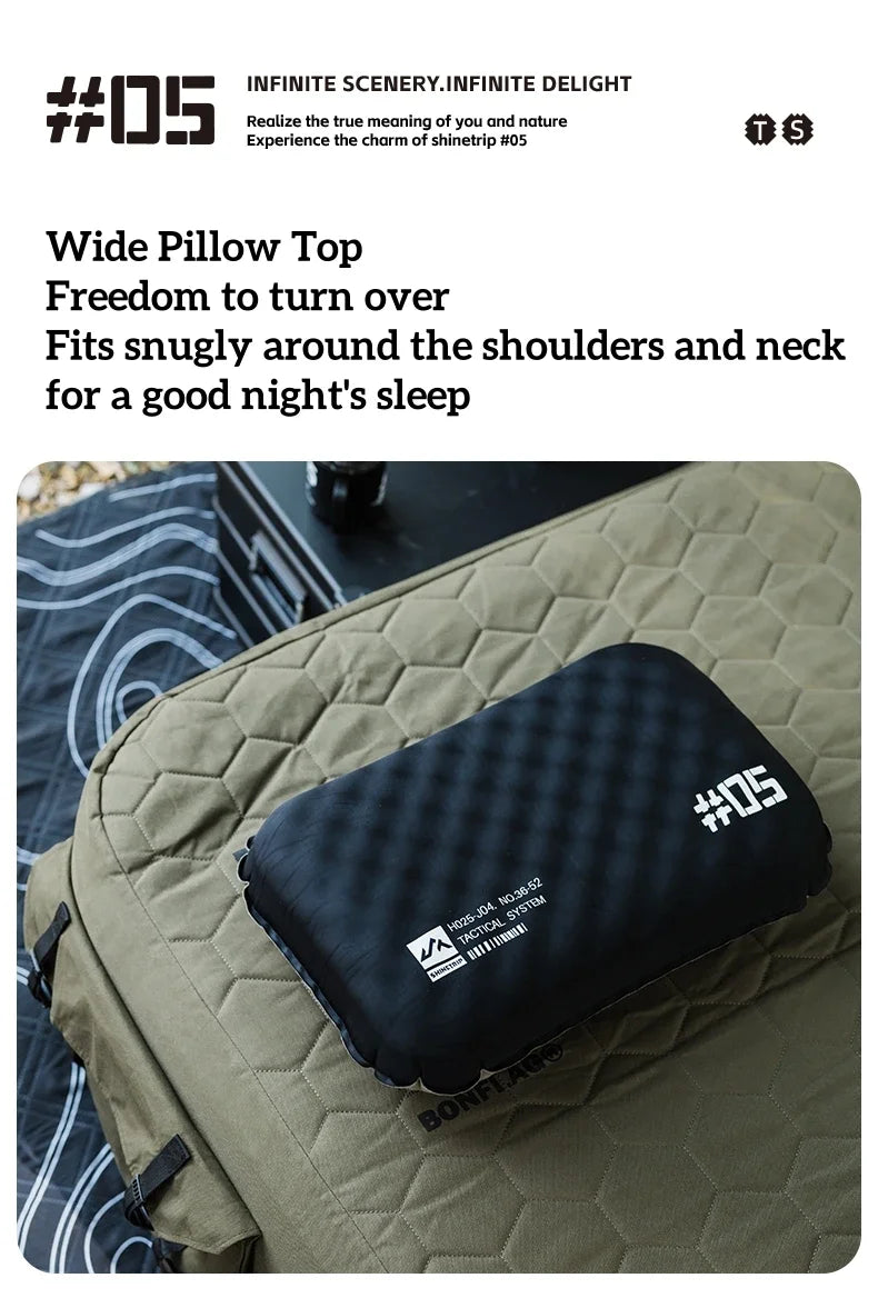 ShineTrip Outdoor Camping Inflatable Pillow Foldable Portable Ultra-light Air Pillow, Comfortable Sleep Pillow with Neck Support