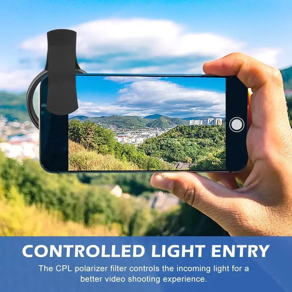 MINI 52mm Clip-on Phone Filter Holder Mount Camera Wide Filter Lens Polarizer Universal Portable CPL Filter Lens Kit for iPhone