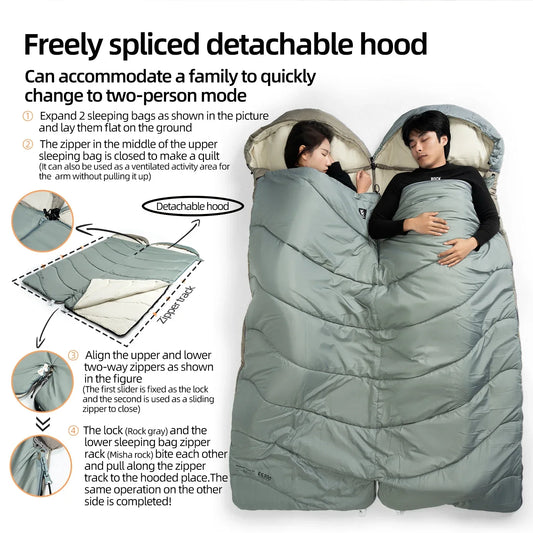 Qunature Sleeping Bag Outdoor Camping Warm Portable Household Cold-Resistant Single Person Splicing Quilt Camping Equipment