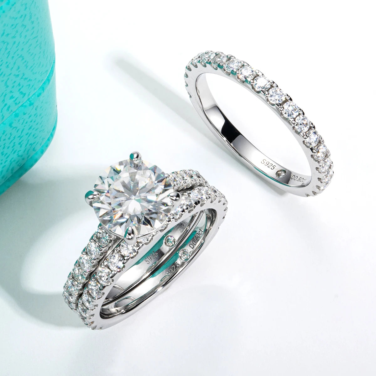 AnuJewel 3ct Main Stone(Total 4.15ct) D Color Moissanite Ring Set Bridal Sets Wedding Band Silver Rings With GRA Wholesale