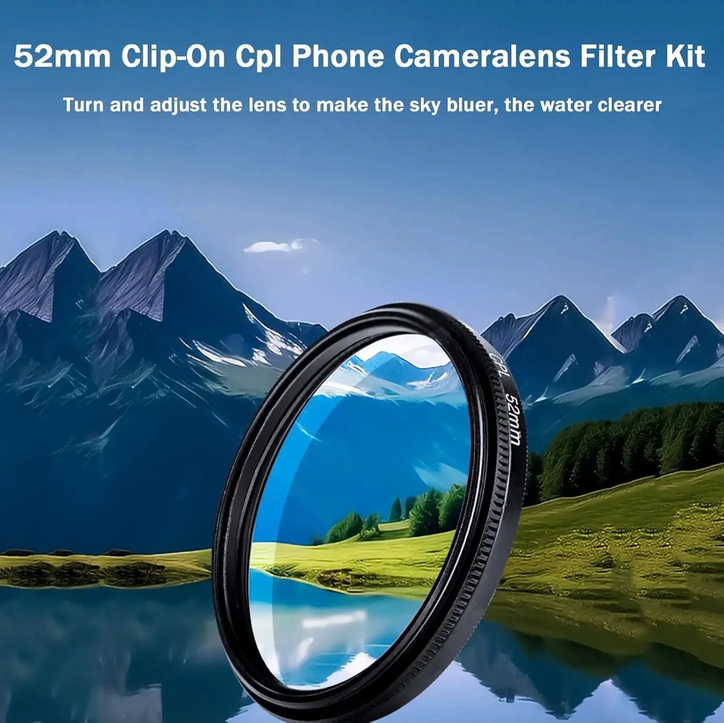 MINI 52mm Clip-on Phone Filter Holder Mount Camera Wide Filter Lens Polarizer Universal Portable CPL Filter Lens Kit for iPhone