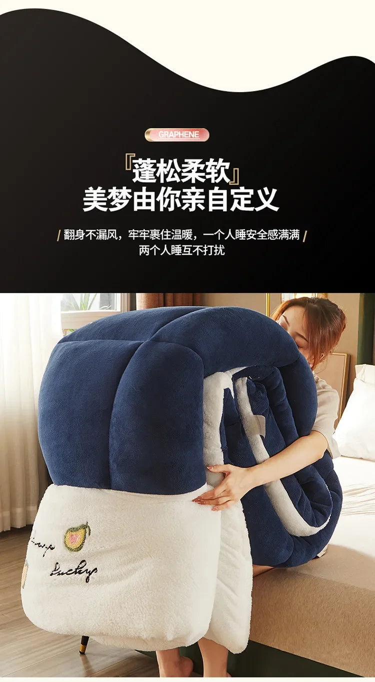 Thicken Lamb Double-faced Velvet Quilt Wool Super Warm Winter Comforter Students Dormitory Luxury Blanket Soft Quilt Duvets