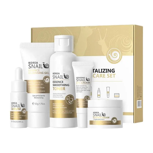 5pcs Snail Collagen Skin Care Kit Moisturising Snail Cleansing Gel, Softening Lotion, Snail Essence, Eye Cream, Snail cream