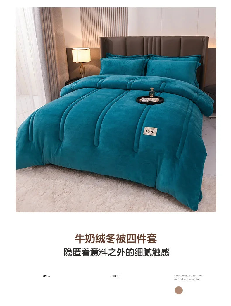 Thicken Lamb Double-faced Velvet Quilt Wool Super Warm Winter Comforter Students Dormitory Luxury Blanket Soft Quilt Duvets