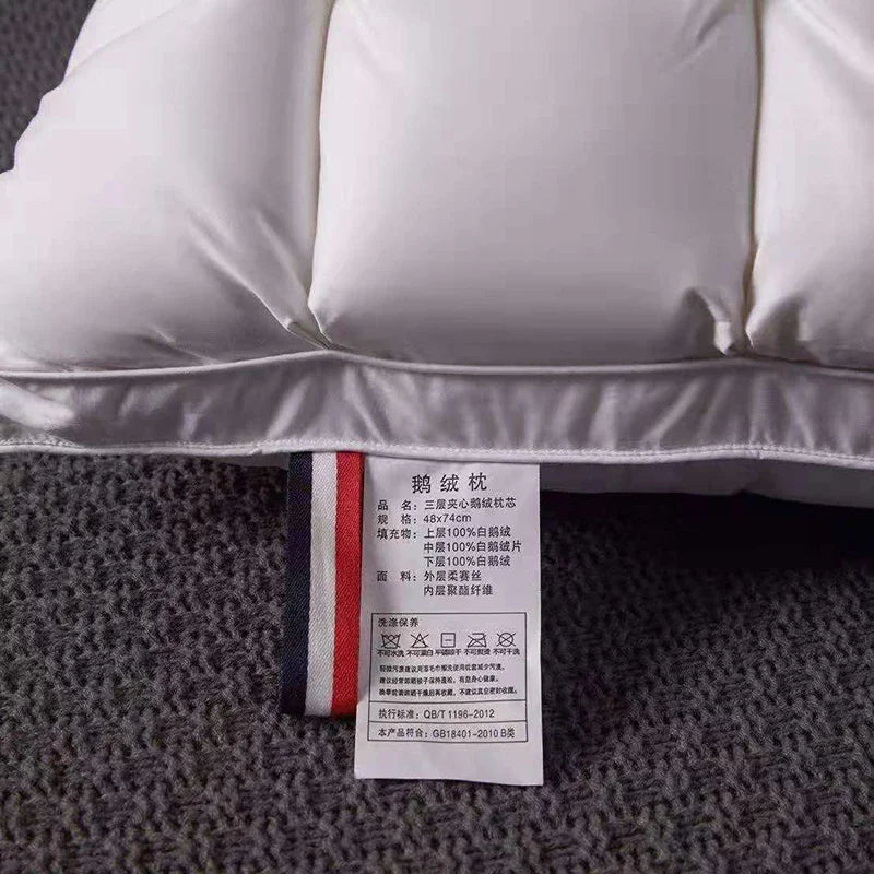 Goose Down Pillow 100% White Goose Feather Pillow Core Five-Star Hotel High-end 3D Bread  Goose Down Sleep Pillow