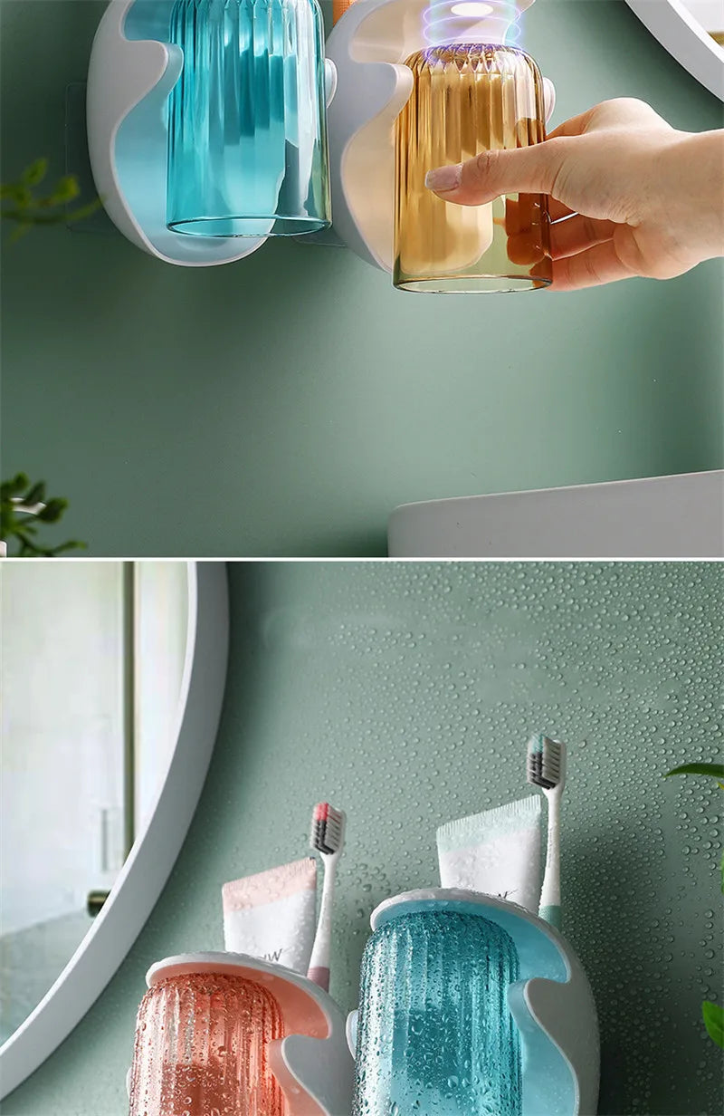 Cartoon Toothpaste Dispenser Automatic Toothpaste Squeezer New Wall-Mount Holder Toothbrush Rack Bathroom Washroom  Accessories
