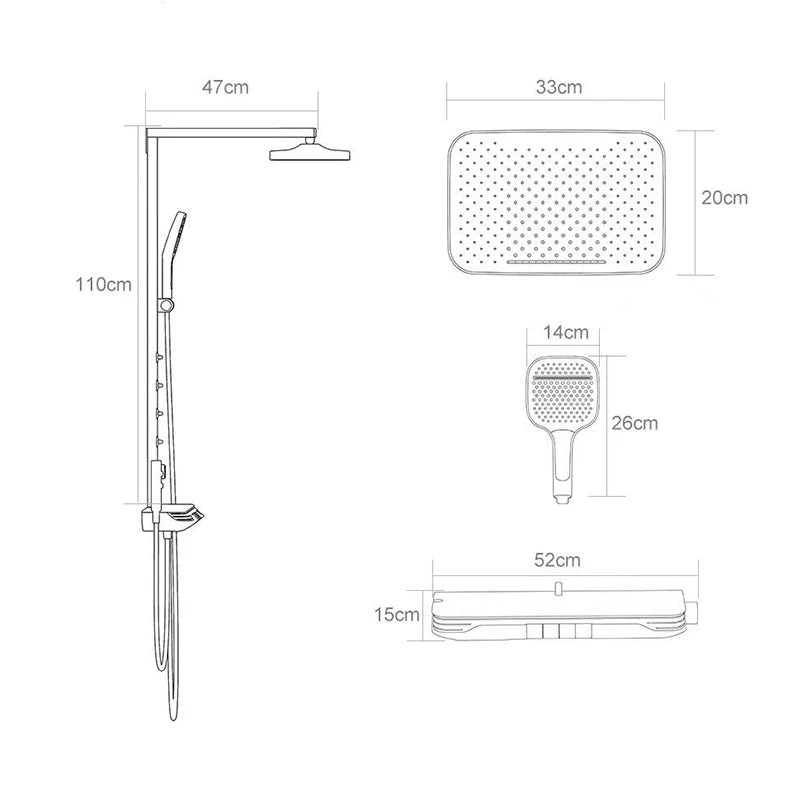 Digital Display Piano Key Waist Spray Shower Set Grey Shower System Set Bathroom Bath Booster Sprayer