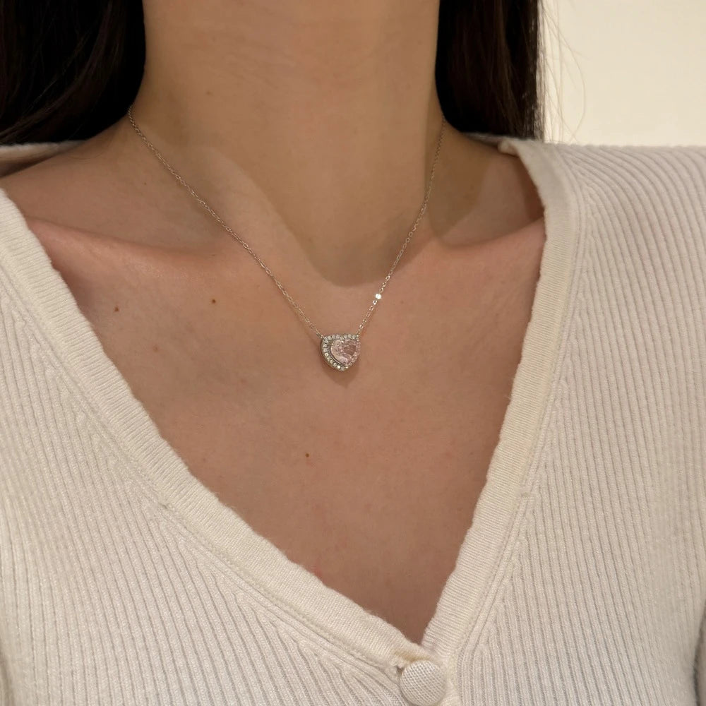 Wong Rain 925 Sterling Silver Heart Cut 8*10MM Lab Sapphire High Carbon Diamond Gems Pendant/Necklace/Earrings/Rings Jewelry Set