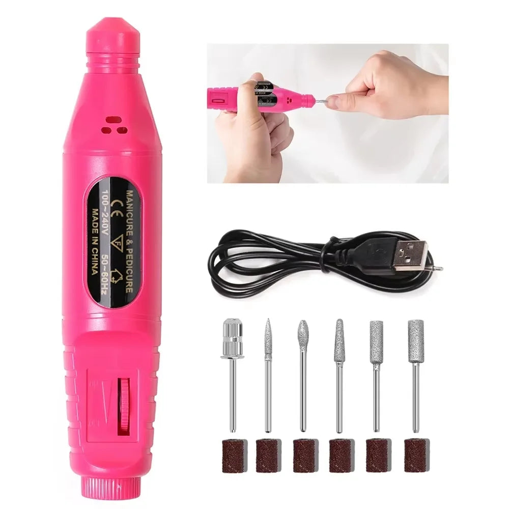 6 In 1 Electric Nail Drills Kit Remove Polisher Manicure Portable Nail File Nail Drill Equipment Pen Tools Machine