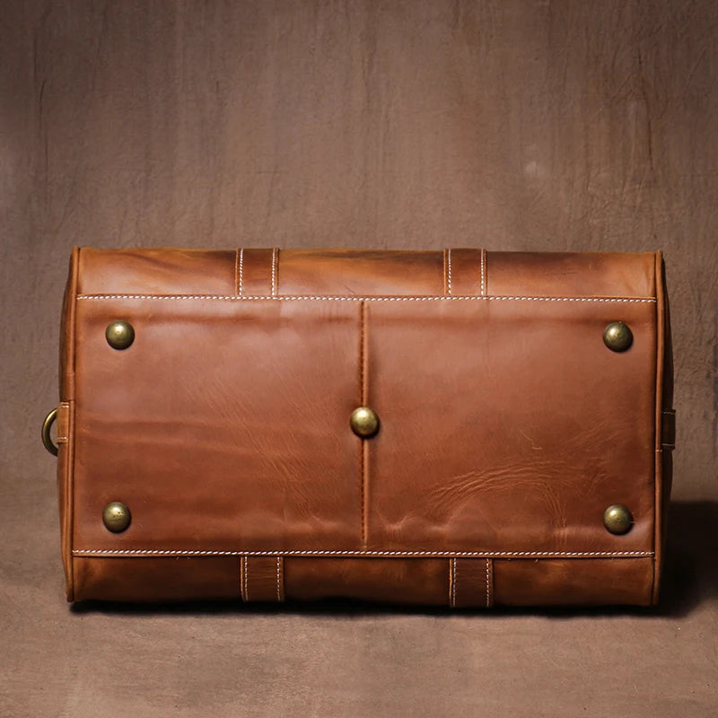 GURO Retro Higher Quality Cowhide Travel Bags  Men's Genuine Leather Handbag Women Luxury Weekend Fitness Bag Short Trip Luggage