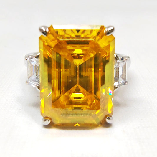 10.0ct Yellow Moissanite Ring women 10x14MM Emerald Cut Laboratory Diamond Ring Anniversary Jewelry S925 Silver GRA Certificate